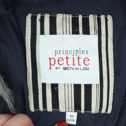 Principles Petite Ben de Lisi Women Blue UK 10 Puffer Parka Coat