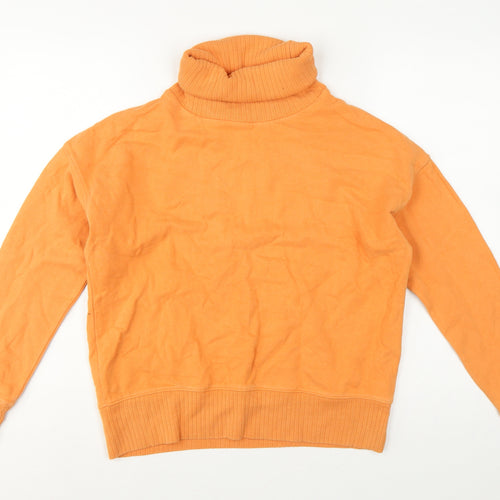 Next Women Orange UK 10 Cotton Roll Neck Pullover Sweatshirt