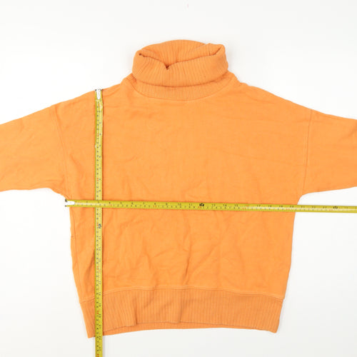 Next Women Orange UK 10 Cotton Roll Neck Pullover Sweatshirt