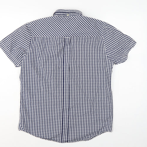 Ben Sherman Men’s Blue Check Short Sleeve Button-Up Shirt Size M