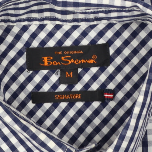 Ben Sherman Men’s Blue Check Short Sleeve Button-Up Shirt Size M
