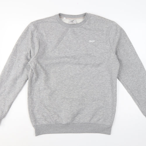 MP Men’s Grey M Crew Neck Logo Fleece Pullover Sweatshirt