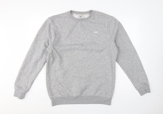 MP Men’s Grey M Crew Neck Logo Fleece Pullover Sweatshirt
