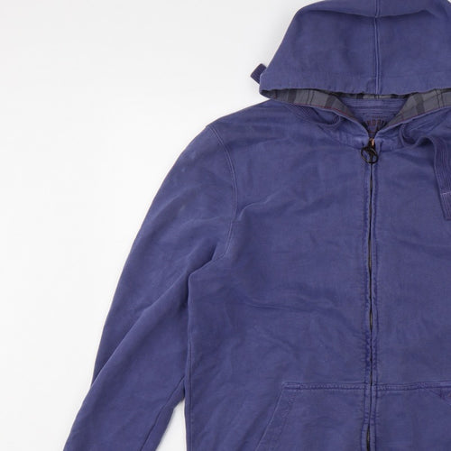 Barbour Men’s Blue L Full Zip Hooded Fleece Hoodie Pockets