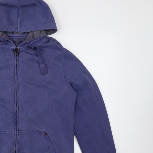 Barbour Men’s Blue L Full Zip Hooded Fleece Hoodie Pockets