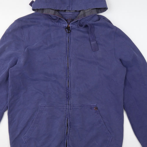Barbour Men’s Blue L Full Zip Hooded Fleece Hoodie Pockets