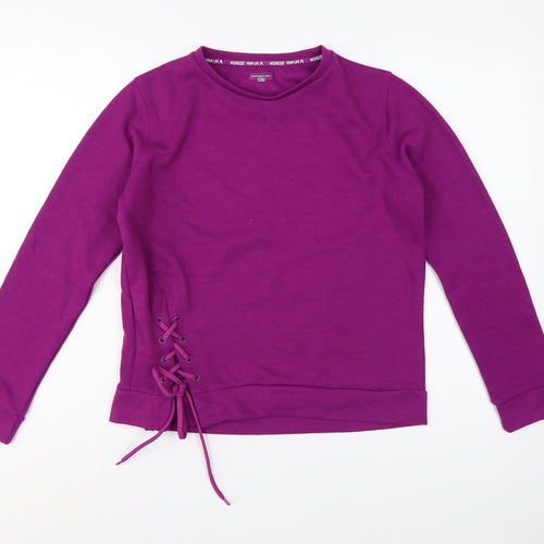 Boomerang Women Purple UK 12 Lace-Up Pullover Sweatshirt Gym