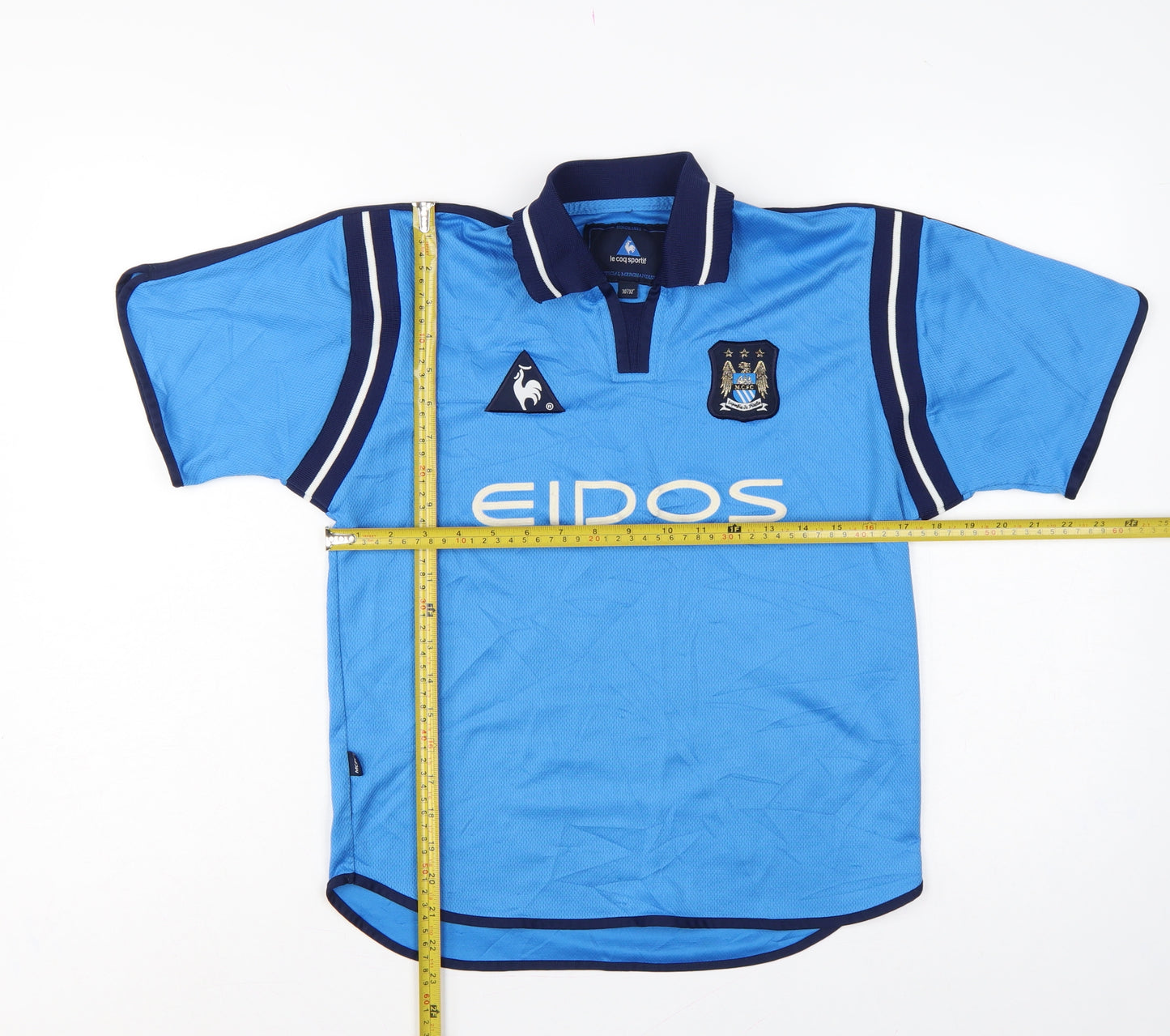 Le Coq Sportif Boys Blue 10 Years Polo Jersey Manchester City Football