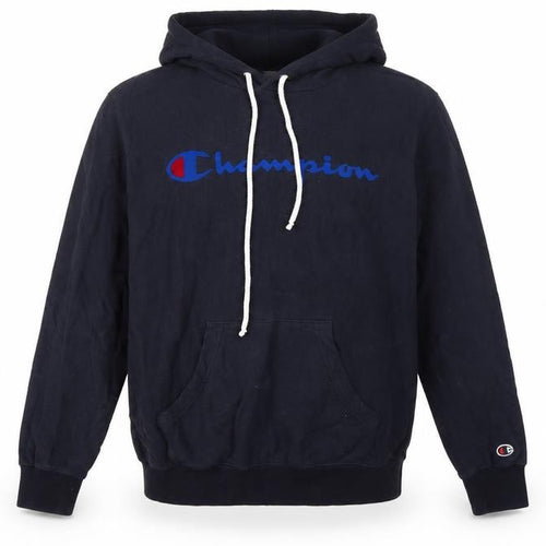 Champion Men’s Blue Small Pullover Logo Hoodie Cotton