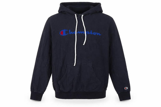Champion Men’s Blue Small Pullover Logo Hoodie Cotton