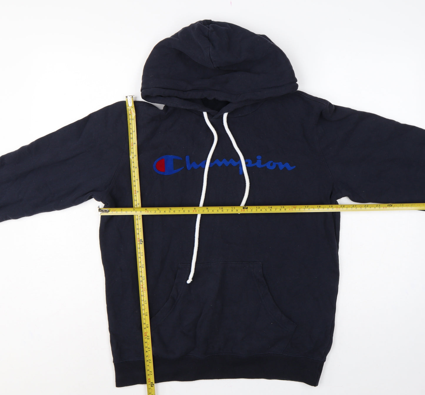 Champion Men’s Blue Small Pullover Logo Hoodie Cotton