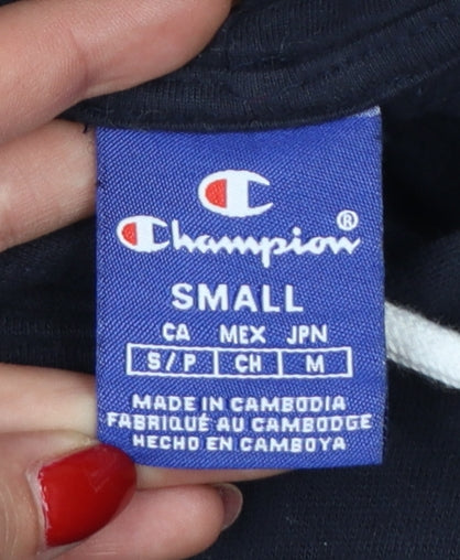 Champion Men’s Blue Small Pullover Logo Hoodie Cotton