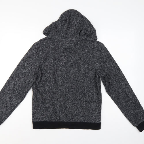 Guess Women’s Grey Marl Logo Hoodie UK 14 M Pullover Drawstring