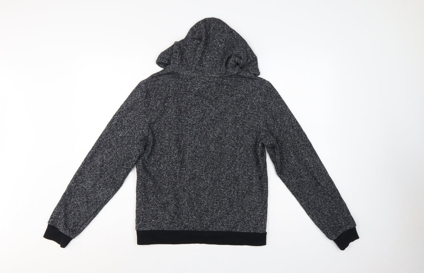 Guess Women’s Grey Marl Logo Hoodie UK 14 M Pullover Drawstring