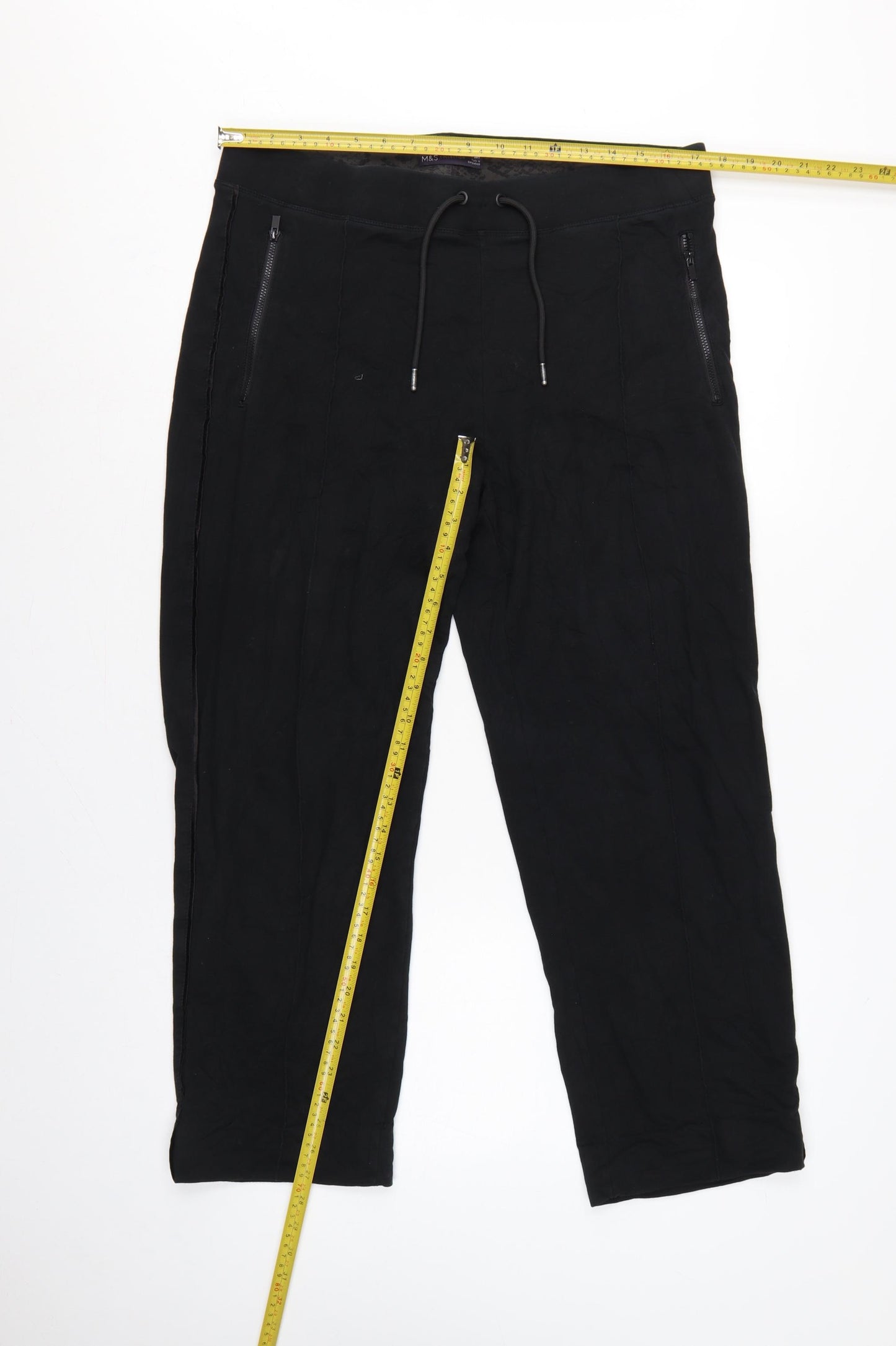Marks & Spencer Women’s Black Size 16 Short Jogger Trousers Zip Pockets