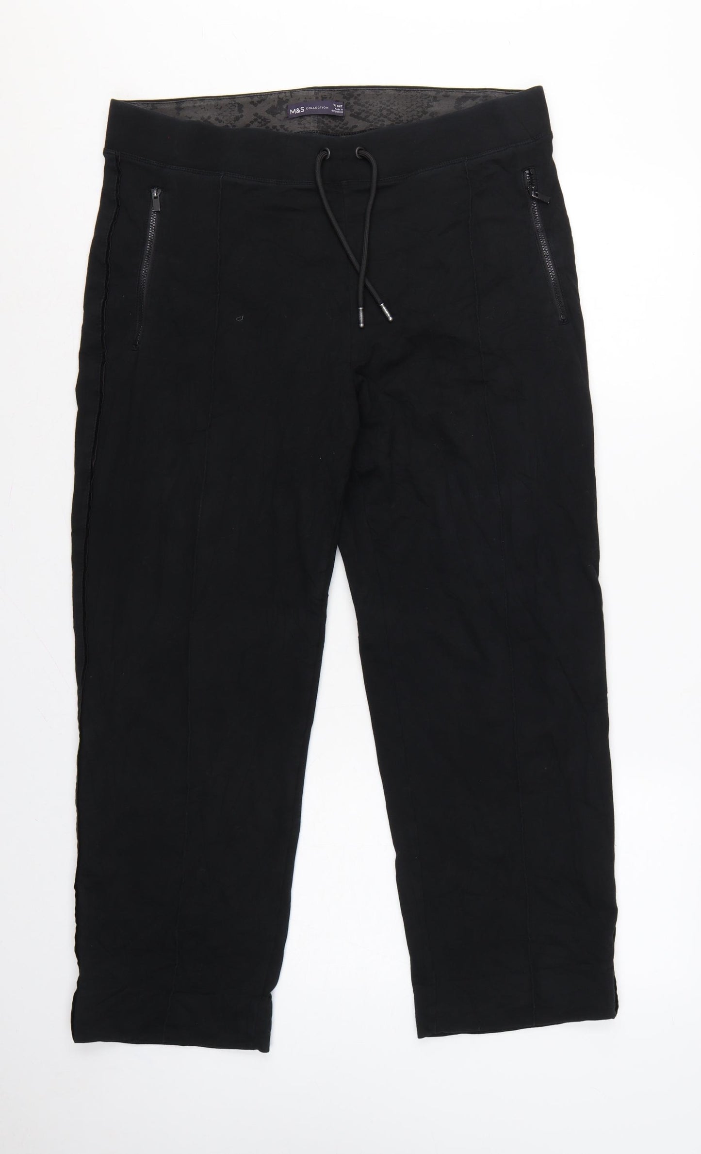 Marks & Spencer Women’s Black Size 16 Short Jogger Trousers Zip Pockets