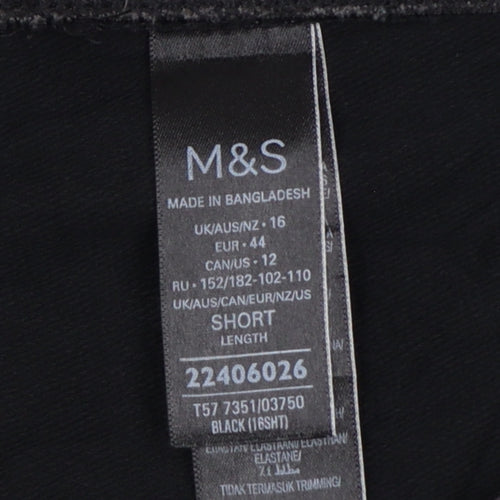 Marks & Spencer Women’s Black Size 16 Short Jogger Trousers Zip Pockets