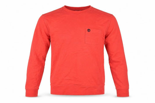 Timberland Men's Red S Pullover Sweatshirt Logo Pocket Cotton Blend