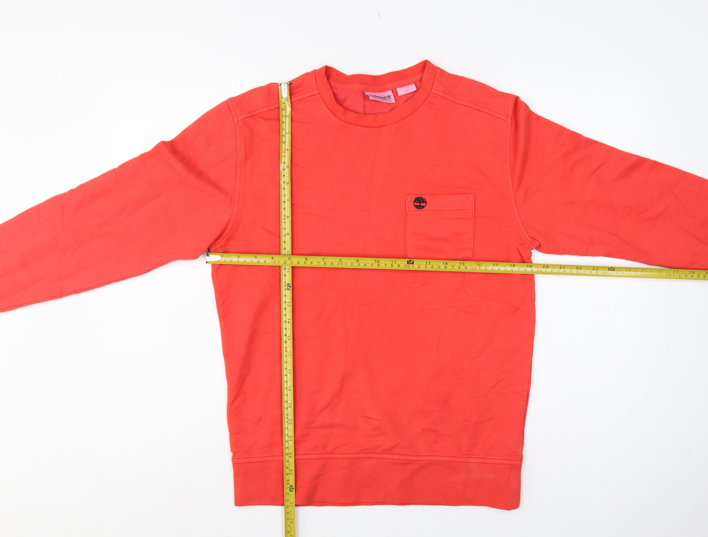 Timberland Men's Red S Pullover Sweatshirt Logo Pocket Cotton Blend
