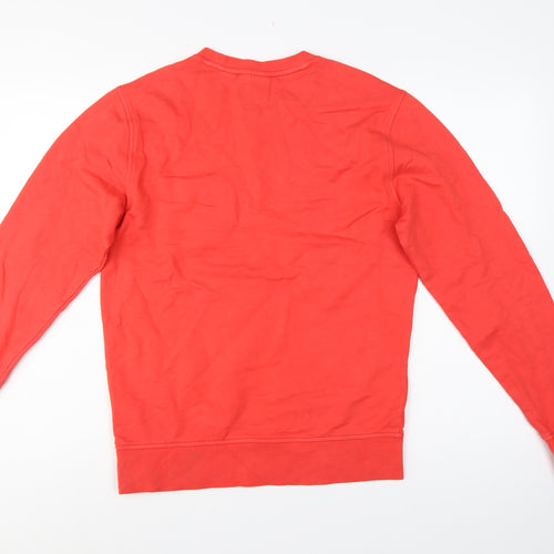 Timberland Men's Red S Pullover Sweatshirt Logo Pocket Cotton Blend