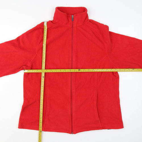 Lands' End Women Red L Fleece Full Zip Outdoor Jacket