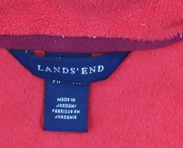 Lands' End Women Red L Fleece Full Zip Outdoor Jacket