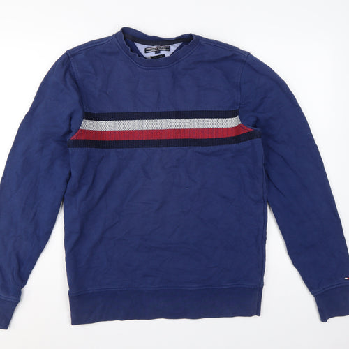 Tommy Hilfiger Men Blue M Vintage Fit Striped Logo Crew Neck Sweatshirt