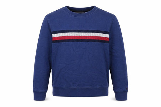 Tommy Hilfiger Men Blue M Vintage Fit Striped Logo Crew Neck Sweatshirt
