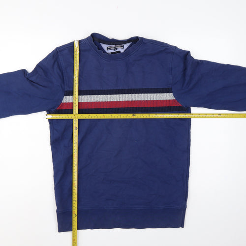 Tommy Hilfiger Men Blue M Vintage Fit Striped Logo Crew Neck Sweatshirt