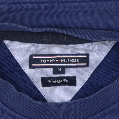 Tommy Hilfiger Men Blue M Vintage Fit Striped Logo Crew Neck Sweatshirt