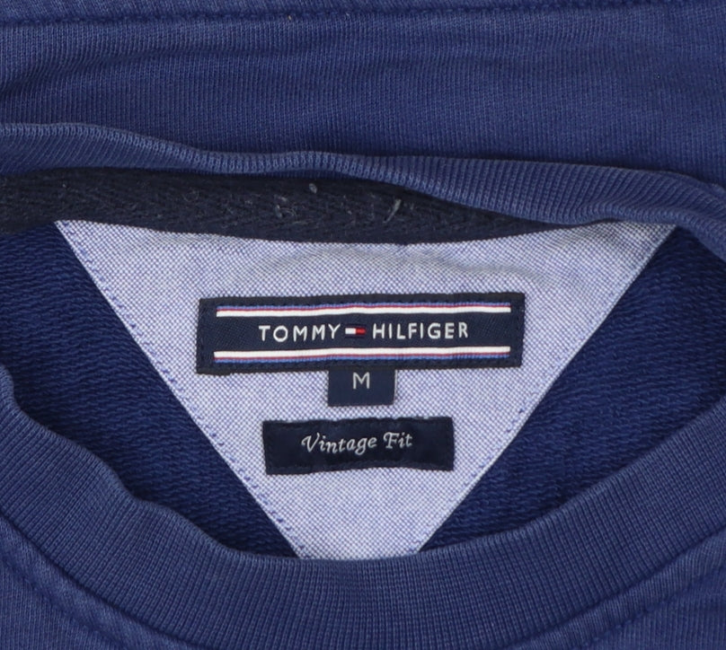 Tommy Hilfiger Men Blue M Vintage Fit Striped Logo Crew Neck Sweatshirt