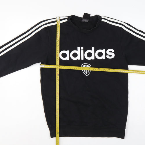 adidas Men’s Black XS Leeds United Logo Graphic Crew Neck Sweatshirt