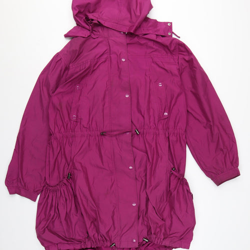 Farhi Women Pink UK 14 Long Hooded Parka Coat Drawstring Zip
