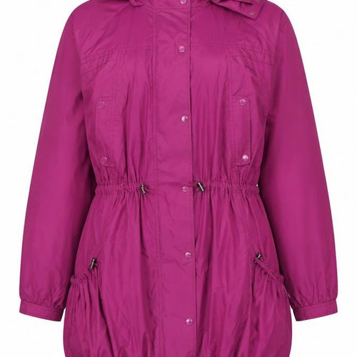 Farhi Women Pink UK 14 Long Hooded Parka Coat Drawstring Zip