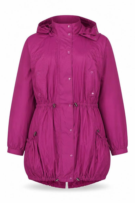 Farhi Women Pink UK 14 Long Hooded Parka Coat Drawstring Zip