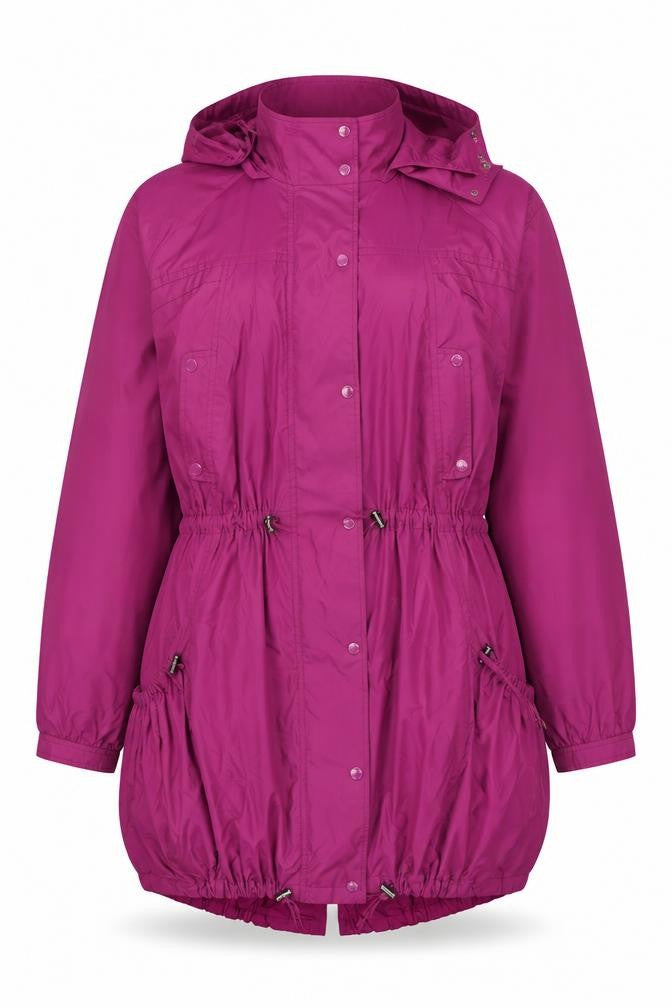 Farhi Women Pink UK 14 Long Hooded Parka Coat Drawstring Zip