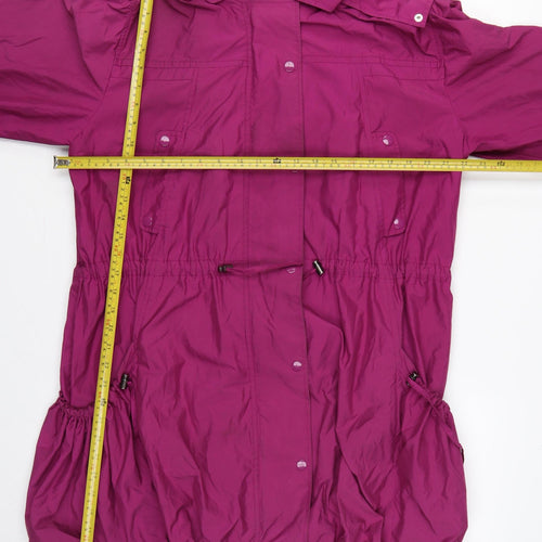 Farhi Women Pink UK 14 Long Hooded Parka Coat Drawstring Zip