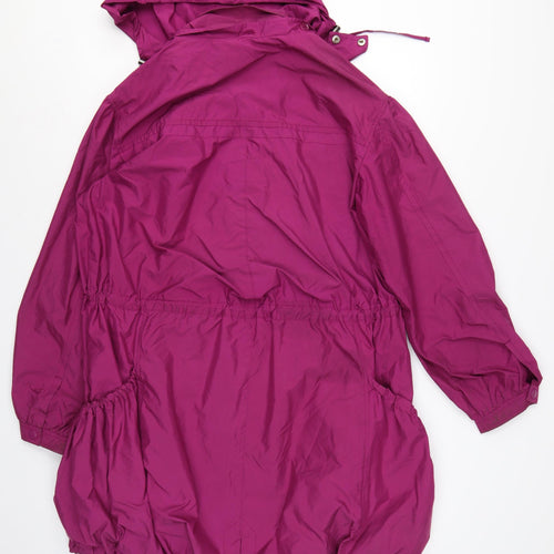 Farhi Women Pink UK 14 Long Hooded Parka Coat Drawstring Zip