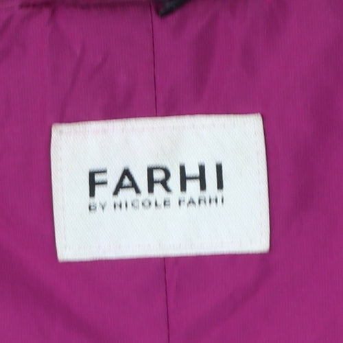 Farhi Women Pink UK 14 Long Hooded Parka Coat Drawstring Zip