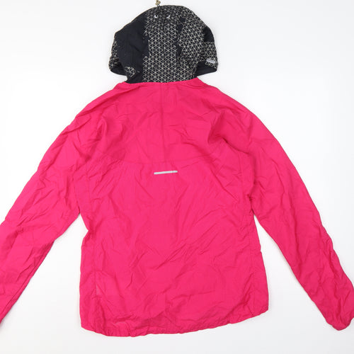 Nike Women Pink M Hooded Reflective Full Zip Windbreaker Running Jacket
