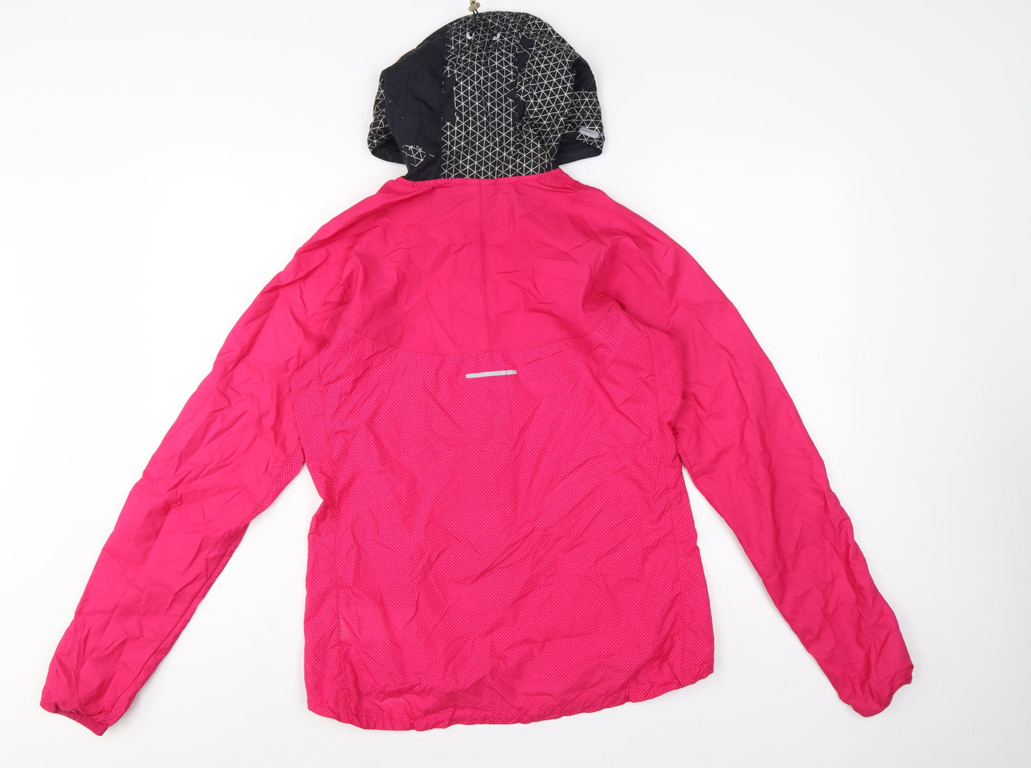 Nike Women Pink M Hooded Reflective Full Zip Windbreaker Running Jacket
