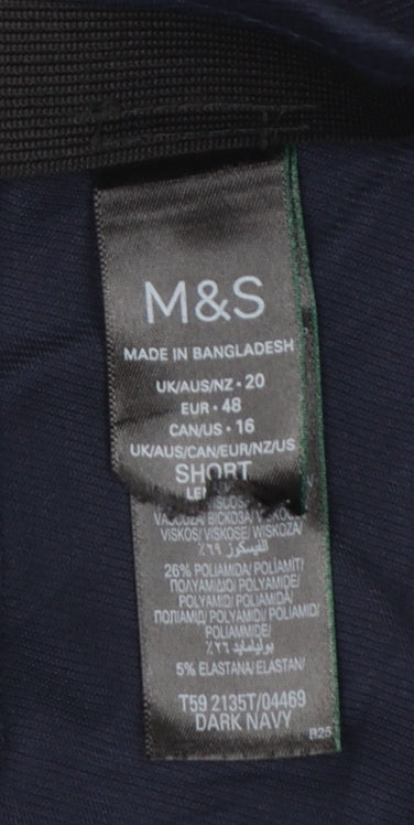 Marks and Spencer Women Blue Size 20 Short Tapered Stretch Trousers