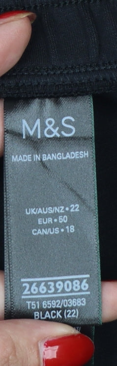 Marks and Spencer Women’s Black Size 22 Goodmove Cropped Wide-Leg Trousers