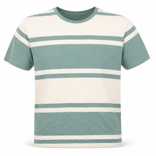 Marks & Spencer Men Green Beige Striped Crew Neck XL T-Shirt