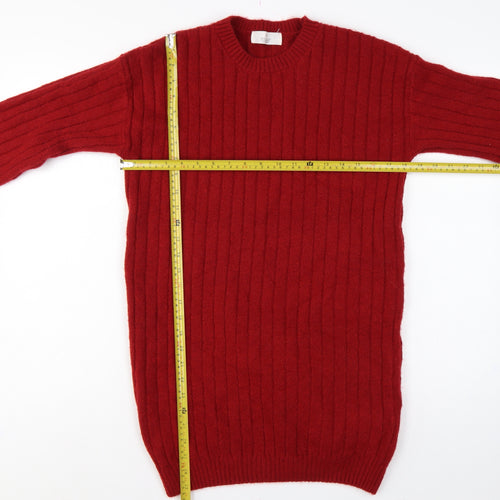 H&M Girls Red Ribbed Knit Jumper Dress UK 14 Years Long Sleeve