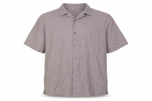Front view of Autograph Men’s Grey 2XL Geometric Knit Short Sleeve Button-Up Shirt