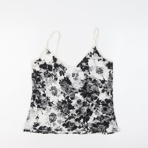 Per Una Women Black White Floral Lace Camisole Vest Top UK 14