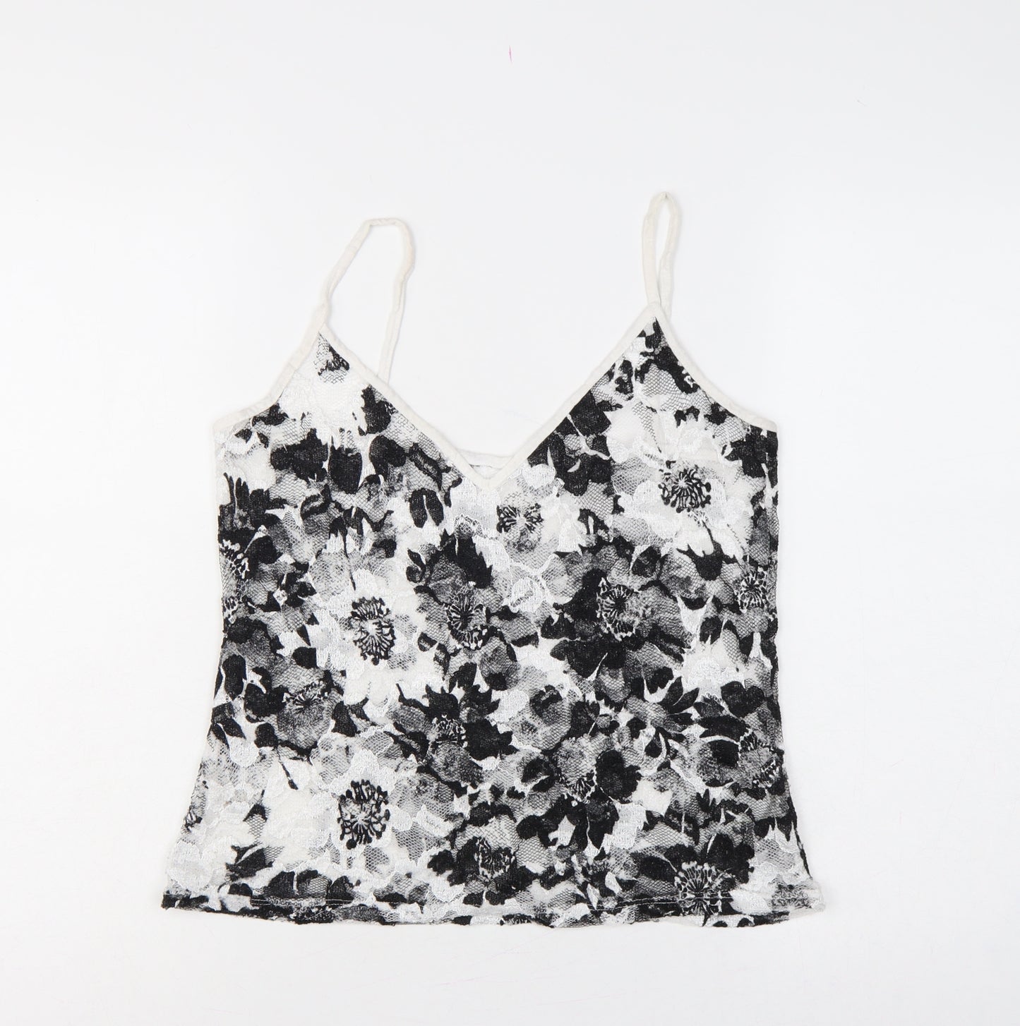 Per Una Women Black White Floral Lace Camisole Vest Top UK 14