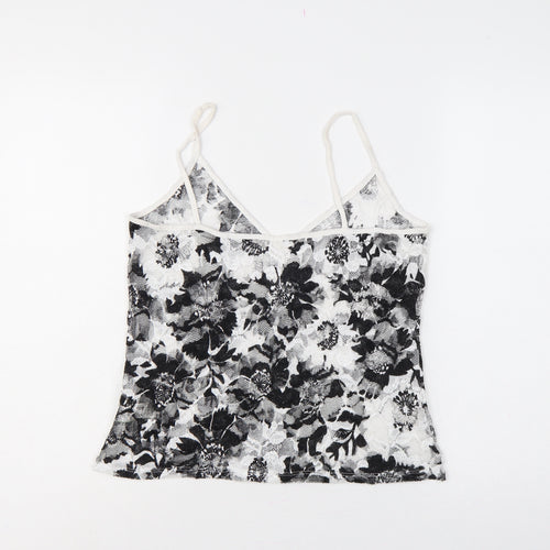 Per Una Women Black White Floral Lace Camisole Vest Top UK 14
