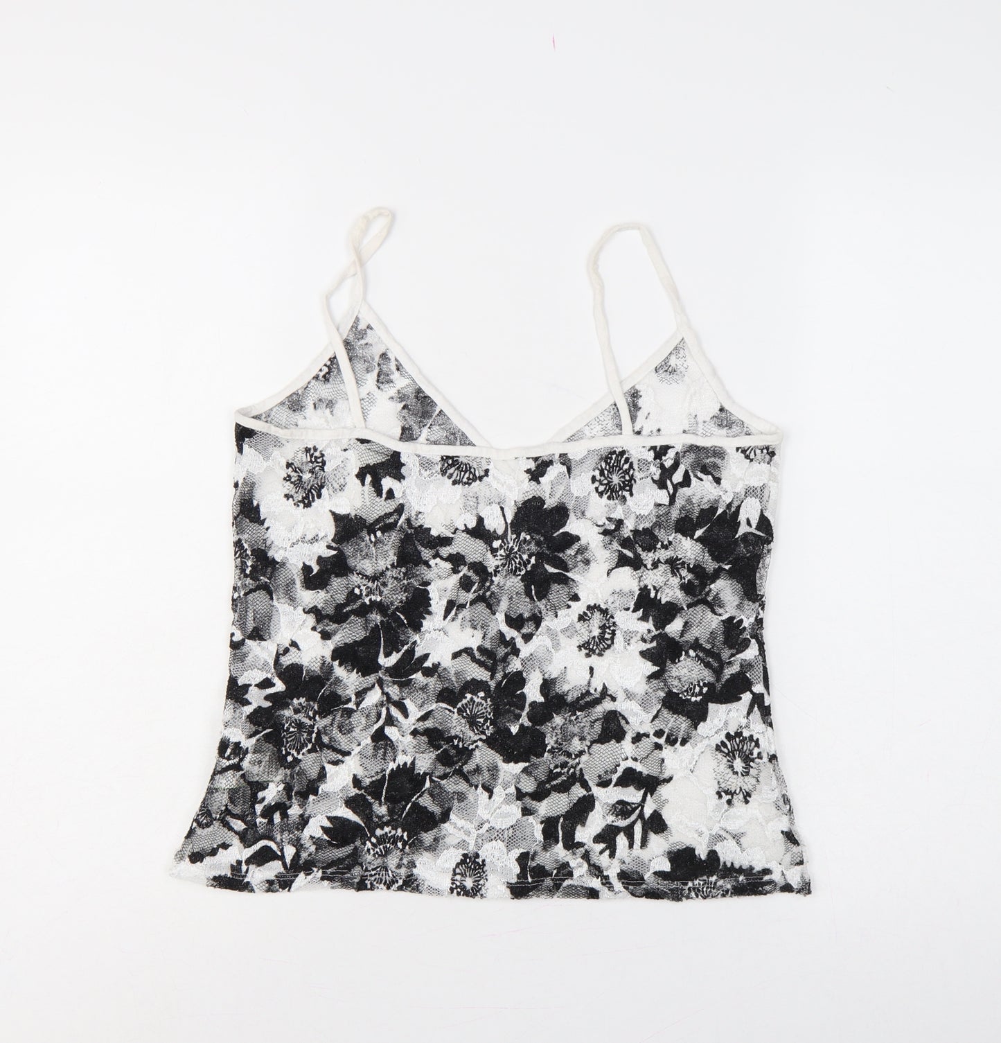 Per Una Women Black White Floral Lace Camisole Vest Top UK 14